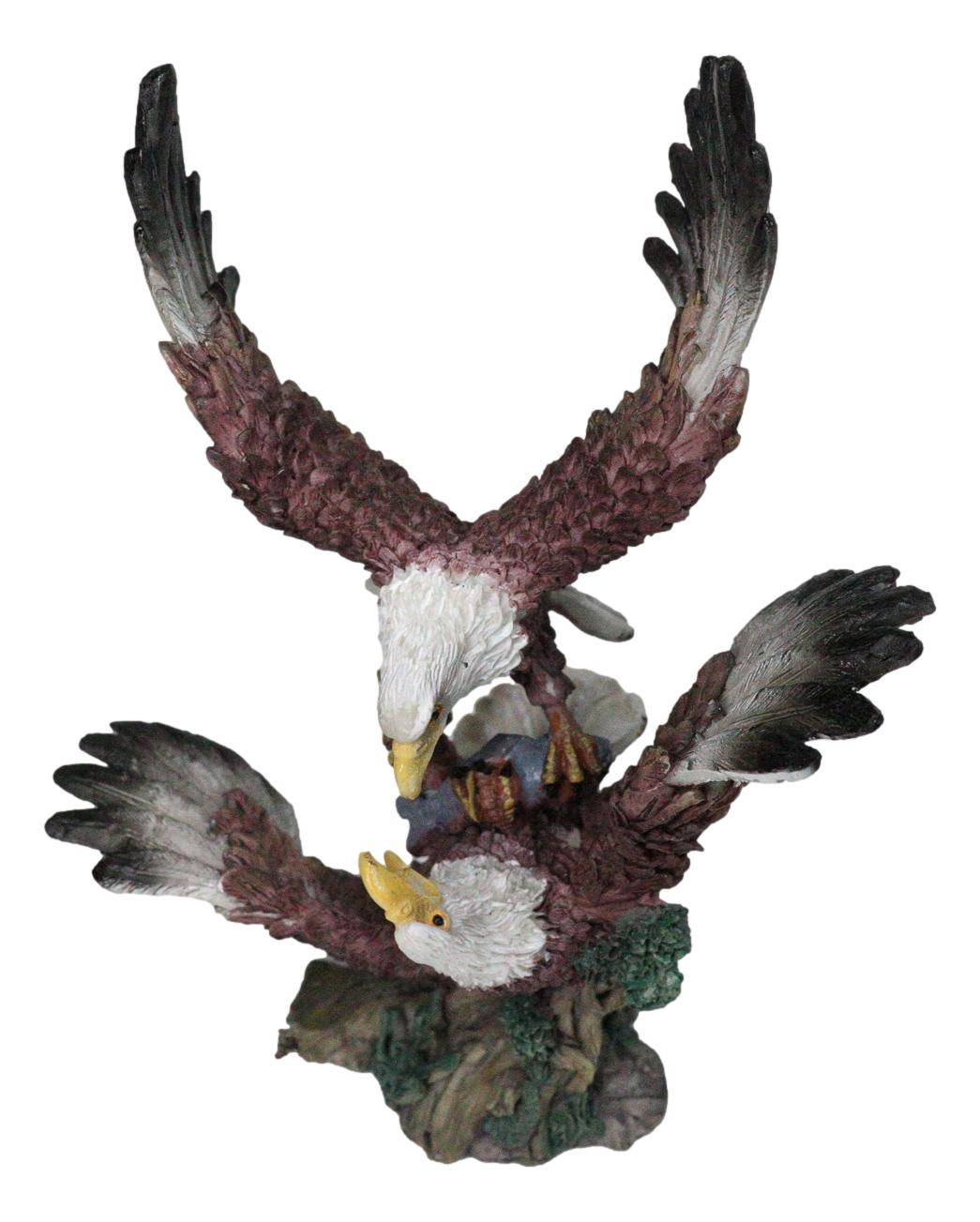 Wild Heritage Bald Eagles Fighting Figurine 2 American Eagles in Mid-Air Battle