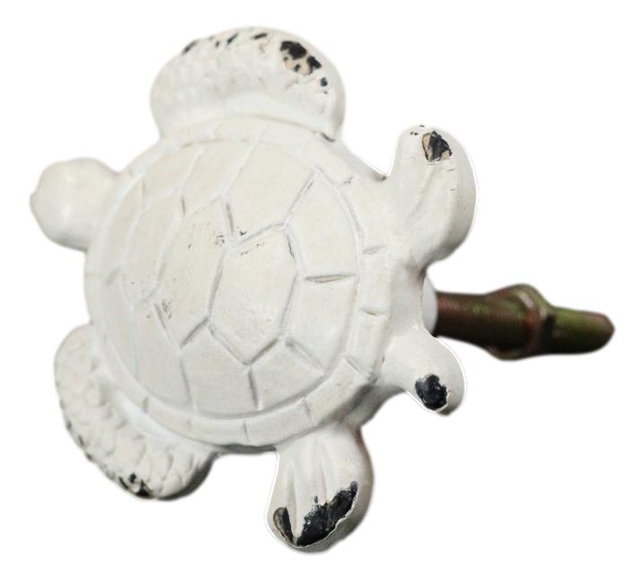 Pack Of 6 Aged White Nautical Marine Sea Turtle Drawer Cabinet Door Pull Knobs