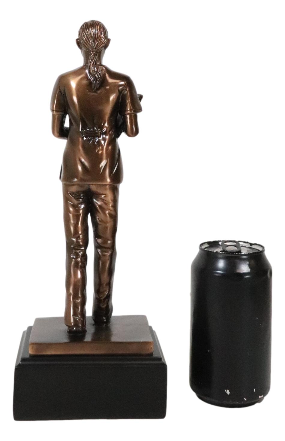Medical Professional Physician Female Nurse Doctor Bronzed Resin Statue W/ Base - Ebros Gift