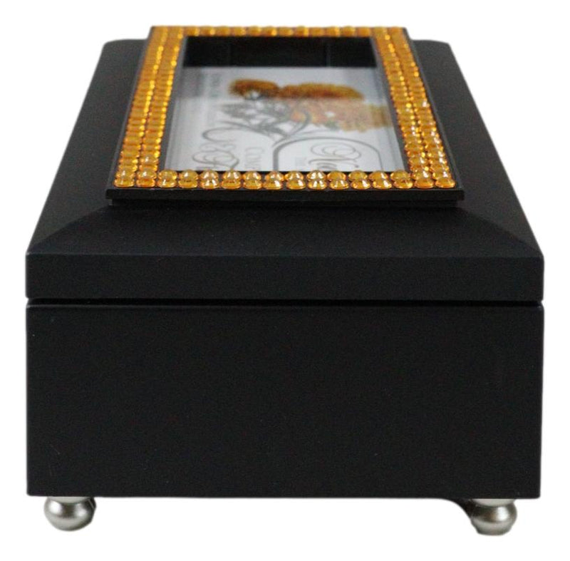 November Month Topaz Birthstone Compassion Friendship Black Musical Trinket Box