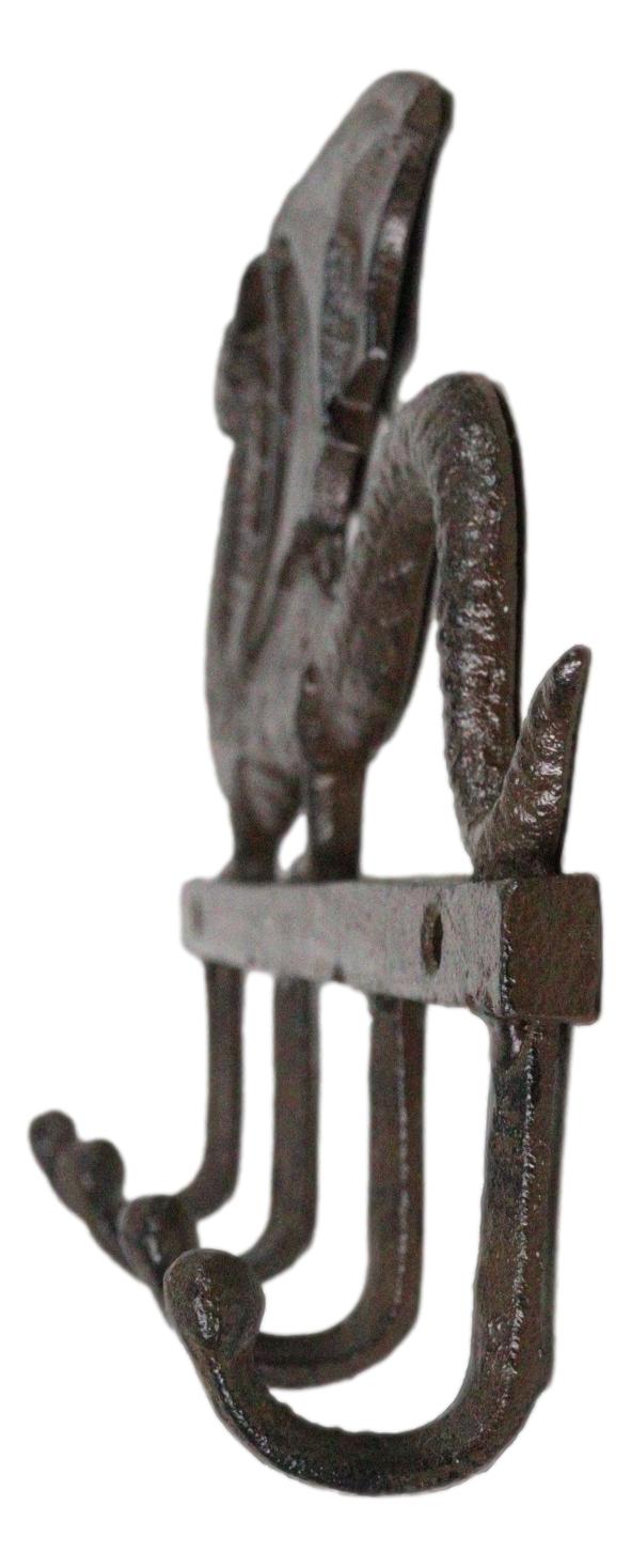 Cast Iron Legends Fantasy Sentinel Guardian Dragon 4 Pegs Wall Keys Hats Hook