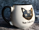 Wicca Magic Coffee Cats Feline Crescent Moon Cat With Gold Tone Ceramic Mug