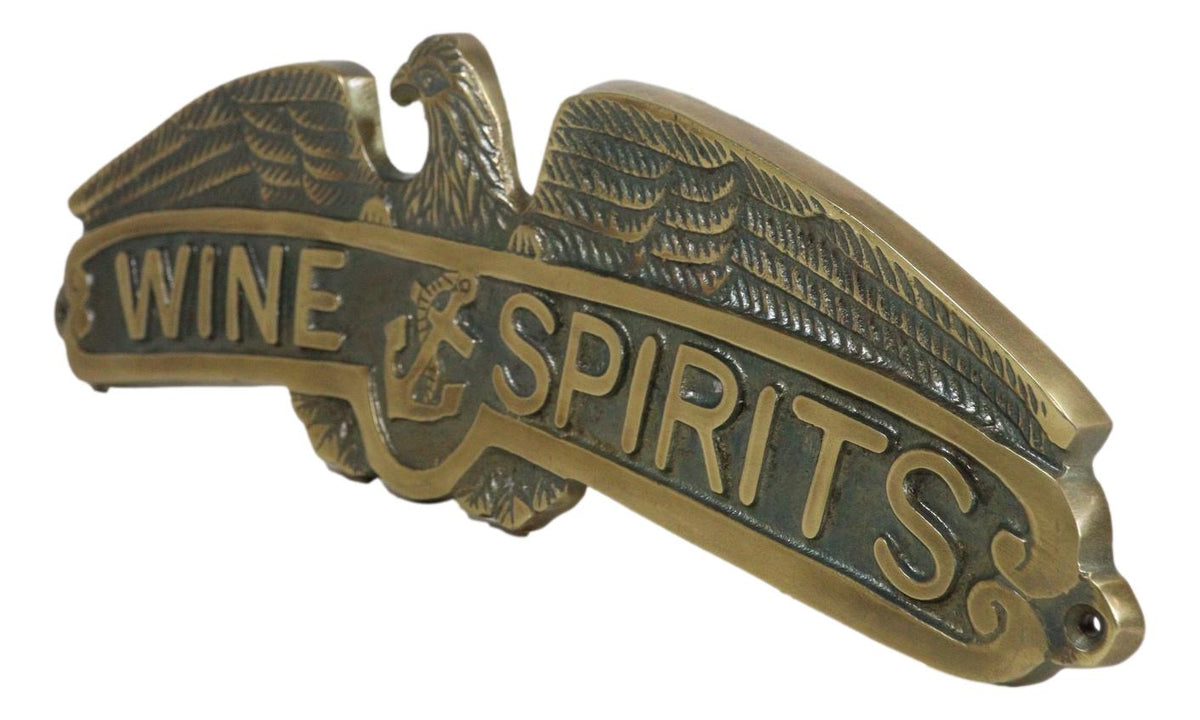 Marine Bald Eagle Sailor Anchor Wine And Spirits Aluminum Wall Decor Plaque - Ebros Gift