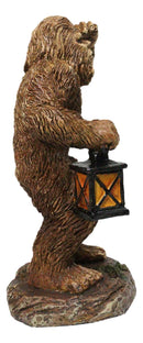 Rustic Funny Cryptid Hiker Bigfoot Holding Lantern Lost in the Woods Figurine