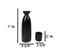 Minimalistic Black Kokuyo Porcelain Sake Carafe Flask 9oz & 4 Ochoko Cups Set