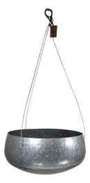 Farmhouse Rustic Galvanized Metal Gold Accent Hanging Round Wall Planter 11" Pot