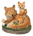 Bedtime Story Fox Snuggle Figurine Fox Family with Kits Woodland Sculpture