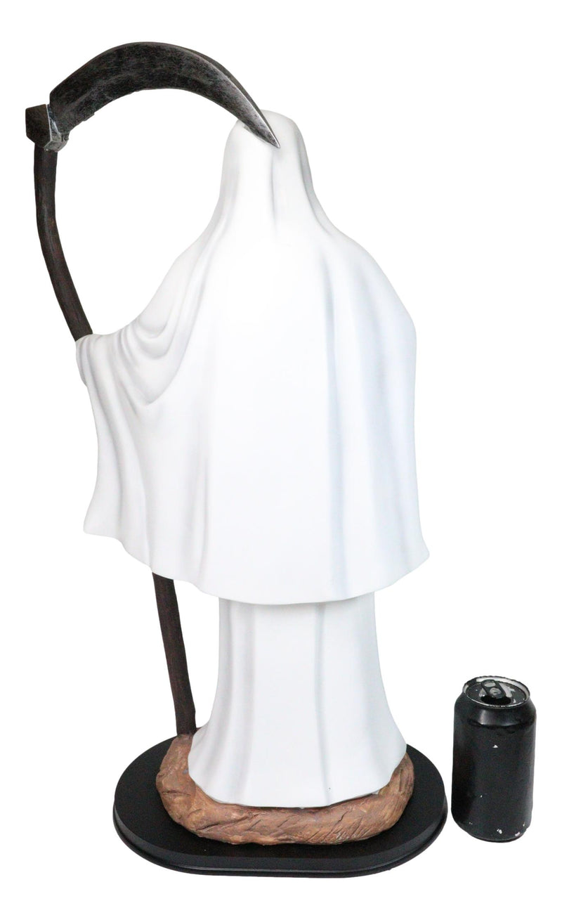 Large 2 Feet Tall Holy Death Santa Muerte Holding Scythe In White Robe Statue