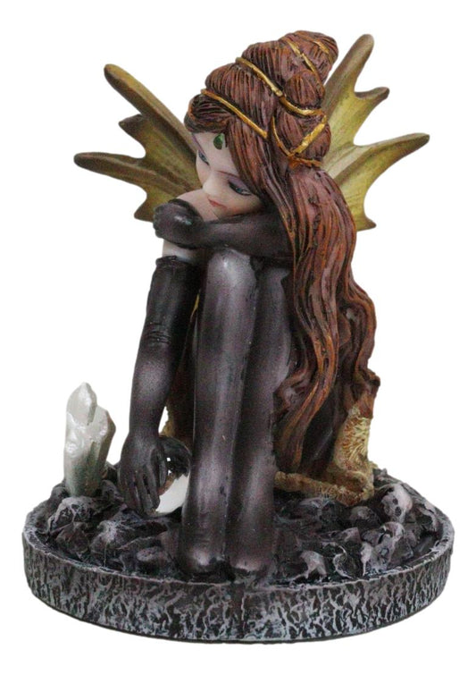 Kneeling Tribal Dressed Autumn Fall Elf Fairy with Crystal Ball Small Figurine - Ebros Gift