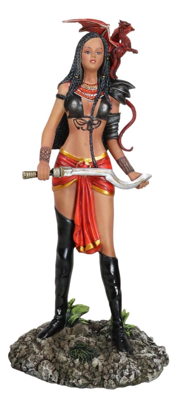 Tribal Warrior Ebony Princess Adaeze The Dragon Witch Holding Sickle Statue