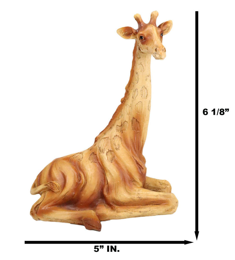 Ebros Safari Savannah Sitting Giraffe Statue 6.25"Tall Faux Wood Resin Wildlife Giraffe Figurine