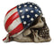 Patriotic US American Flag Star Spangled Banner Biker Skull Figurine 5.75"L