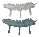 Set of 2 Green White Native Indian Dreamcatcher Feathers 3-Pegs Triple Wall Hook