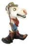 Rustic Western Country Farm Comical Cowboy Horse With Pitchfork Boots Figurine