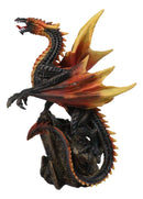 Vulcan Rock Dragon with Fire Wings and Spikes On Volcano Stone Mountain Figurine