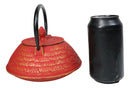Red And Gold Traditional Ginko Tetsubin Medium Cast Iron Teapot 28oz Tea Pot