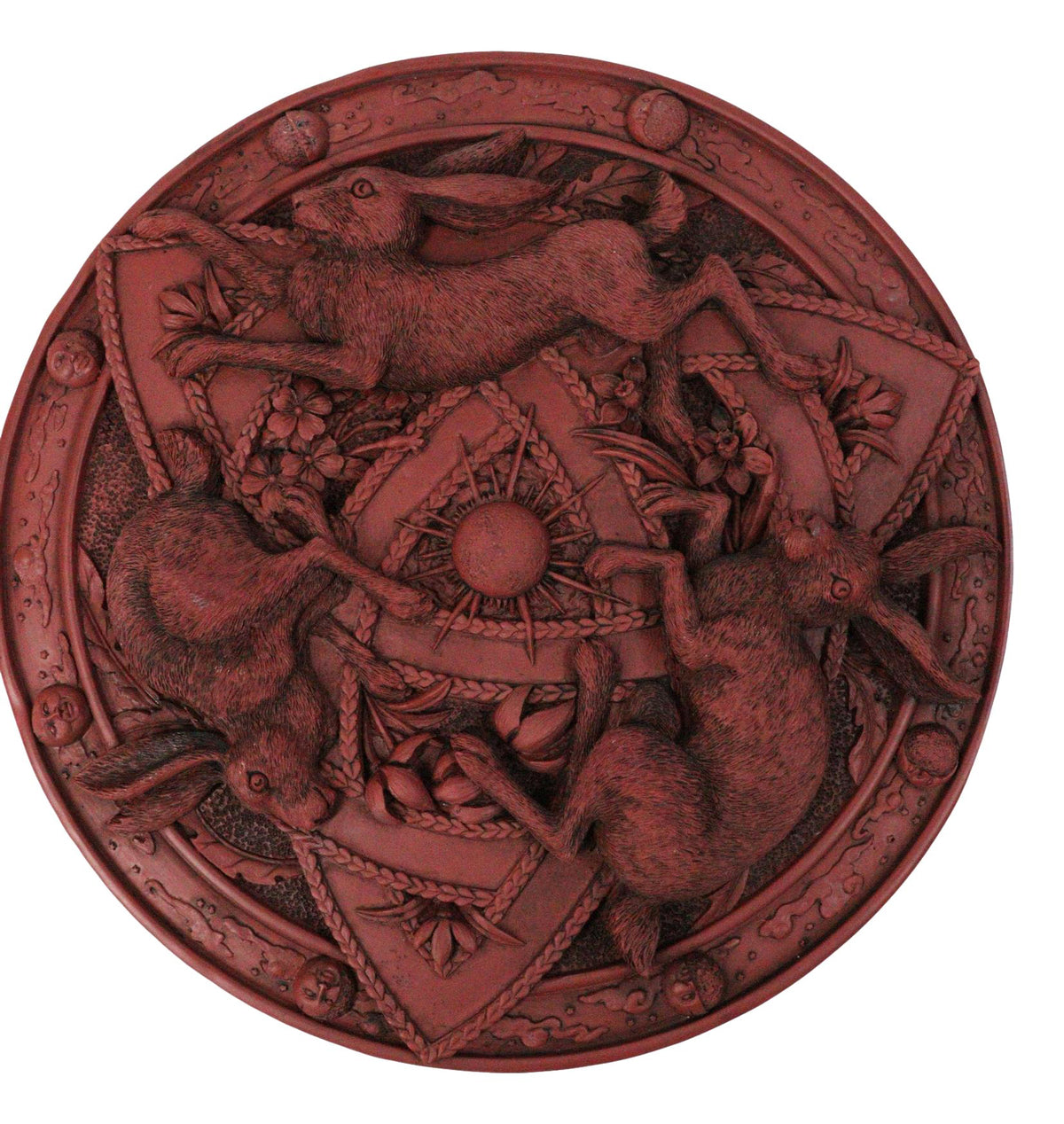 Wicca Sabbats Celtic Trinity Hares Wall Plaque Decor Faux Wooden Finish