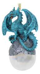 Ruth Thompson Blue Riptide Dragon On Pearl Glass Ball Ornament Figurine 5"H