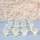 Set Of 12 Clear Translucent Witching Hour Gazing Skull Miniature Figurines 2.5"L