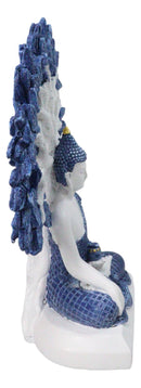 Meditating Buddha with Tree of Life Blue & White Gautama Buddha Figurine 9.5"H