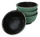 Soft Green Textured Japanese Tetsubin Style Cast Iron Mini Tea Cups Set of 4