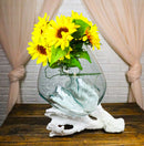 Marine Hand Made White Coral Polyps With Molten Glass Terrarium Bowl Large 15H"