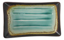 Pack Of 6 Crackled Green Midori Kannyu Ceramic Rectangular Sushi Plates 8.5"L