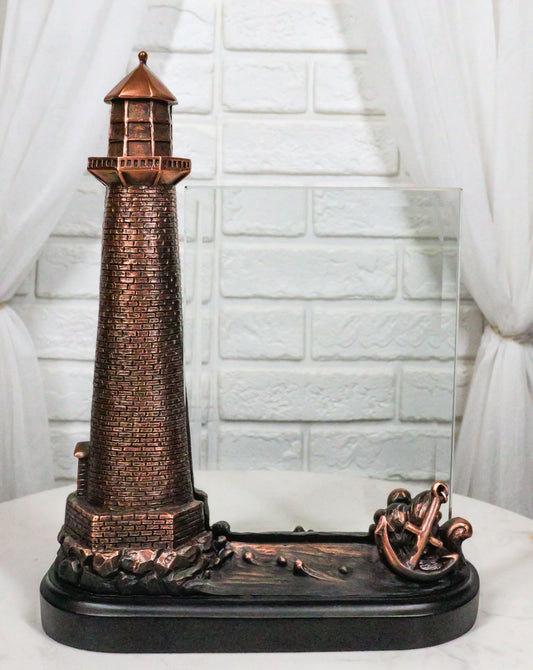 Nautical Marine Lighthouse And Ship Anchor 5"X7" Glass Photo Frame Figurine