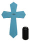 Rustic Western Turquoise Silver Scrollwork Faux Wood Layered Wall Cross Crucifix