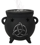 Wicca Sacred Triquetra Symbol Stars Cutout Witch Cauldron Incense Cone Burner