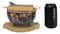 Maroon Tombo Dragonfly Donburi Ramen Bowl With Lid Trivet Spoon Chopsticks Set
