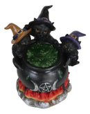 Wiccan Witch Hats Trio Kitten Cats Sitting In Triple Moon Fire Cauldron Figurine
