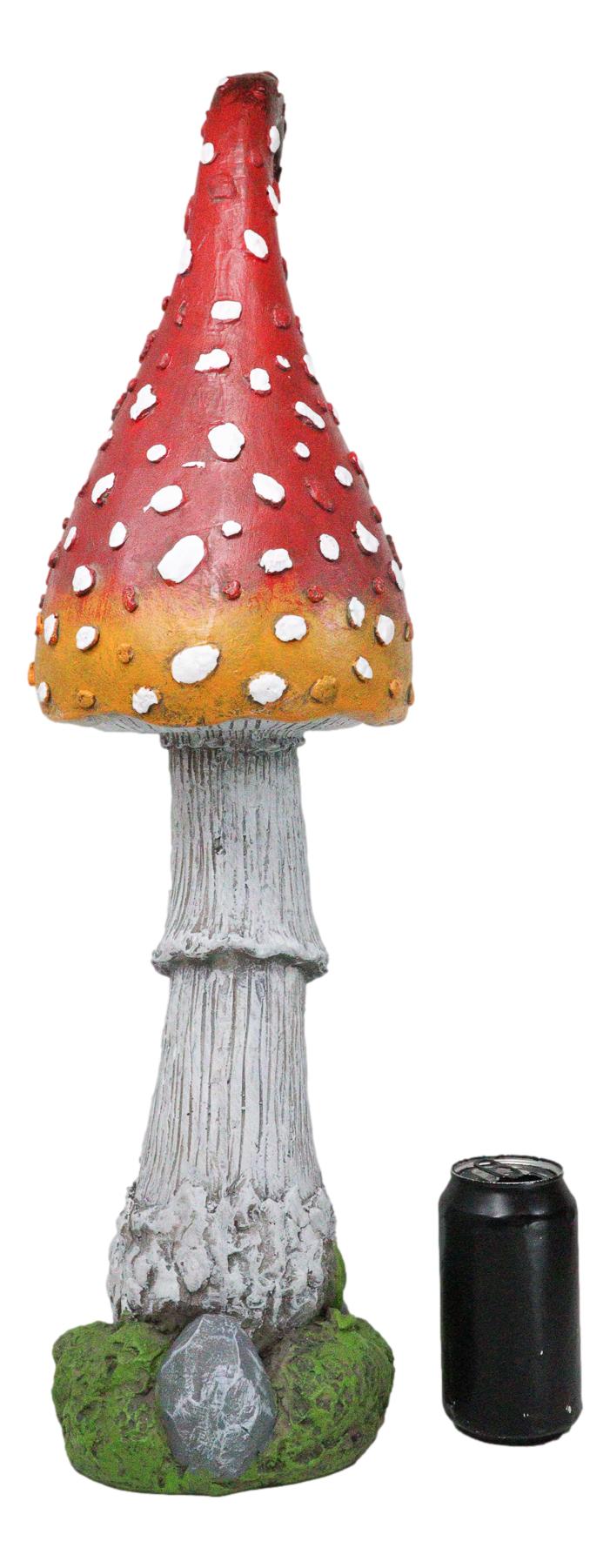 Large Fairy Garden Red White Spotted Crooked Toadstool Mushroom Figurine 23"H