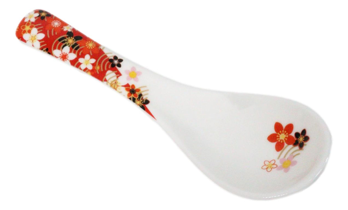 Set of 6 Sakura Cherry Blossoms Porcelain Asian Soup Spoons Japanese Ramen Pho