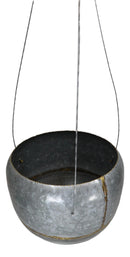 Farmhouse Rustic Galvanized Metal Gold Accent Hanging Round Wall Planter 8" Pot