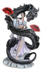 Legends Oriental Black Dragon King With Red Fans Geisha Dancer Fairy Figurine