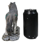 Gray Wolf with Turquoise Rocks Ornaments On The Prowl On Rocky Ground Figurine