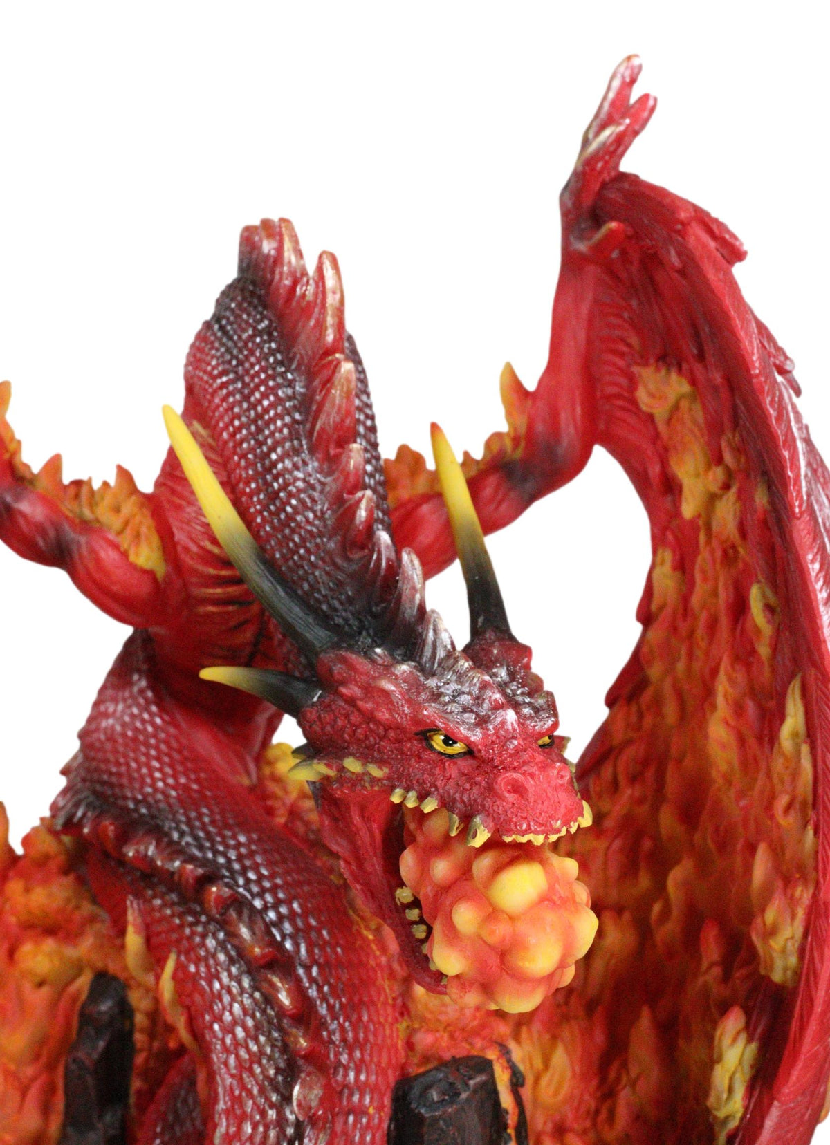 Asher Fire Elemental Ferocious Flamethrower Dragon On Lava Volcano Figurine