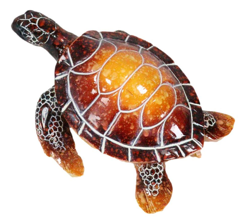 Nautical Ocean Brown Hues Giant Sea Turtle Swimming Decorative Figurine Tortoise