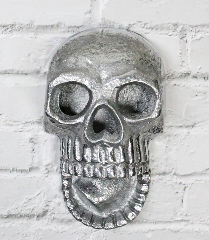 Silver Metal Bone Chilling Grinning Skull Skeleton Wall Beer Bottle Cap Opener