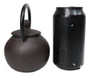 Round Dark Brown Textured Pattern Petite Cast Iron Teapot 10oz Tea Pot