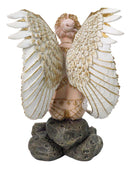 Victory Angel Winged Warrior Seraph With Golden Fish Net Outfit Figurine 6.25"H