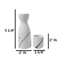 Porcelain Snow Flowers White Yukino Hana Wine Sake Flask With 2 Cups Set