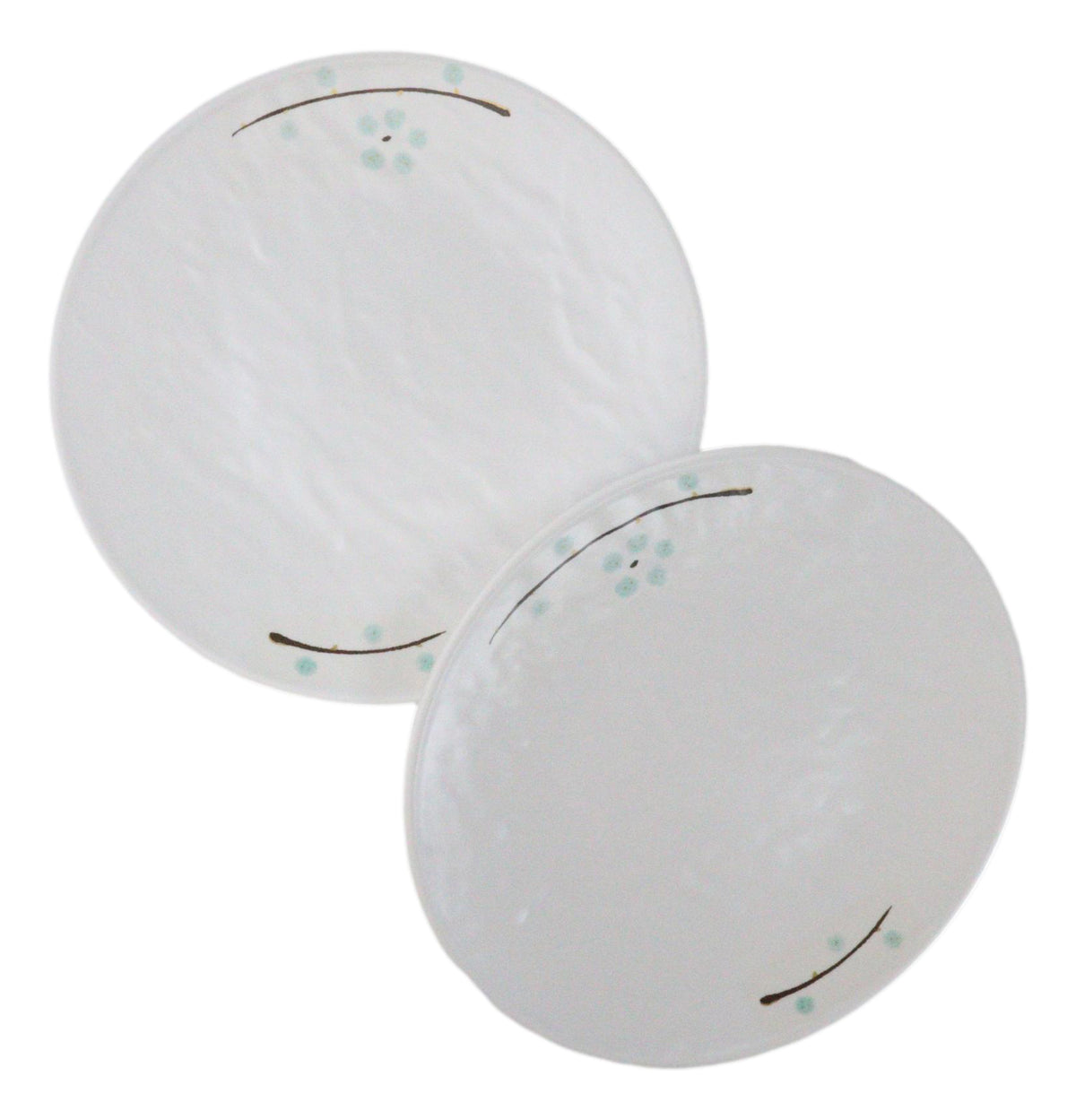 Set Of 6 Modern Yukino Hana Snowflakes Melamine Large Round Dinner Plates 11"D