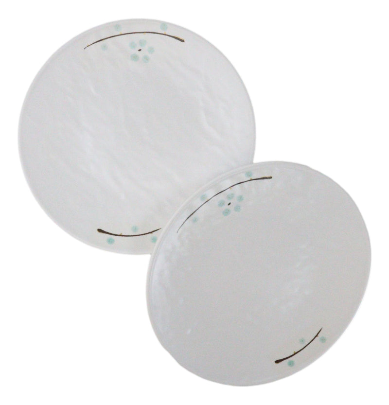 Set Of 6 Modern Yukino Hana Snowflakes Melamine Large Round Dinner Plates 11"D