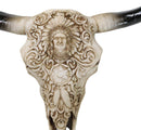 Southwestern Tribal Buffalo Skull Tribal Indian Chief Scrollwork Wall Decor