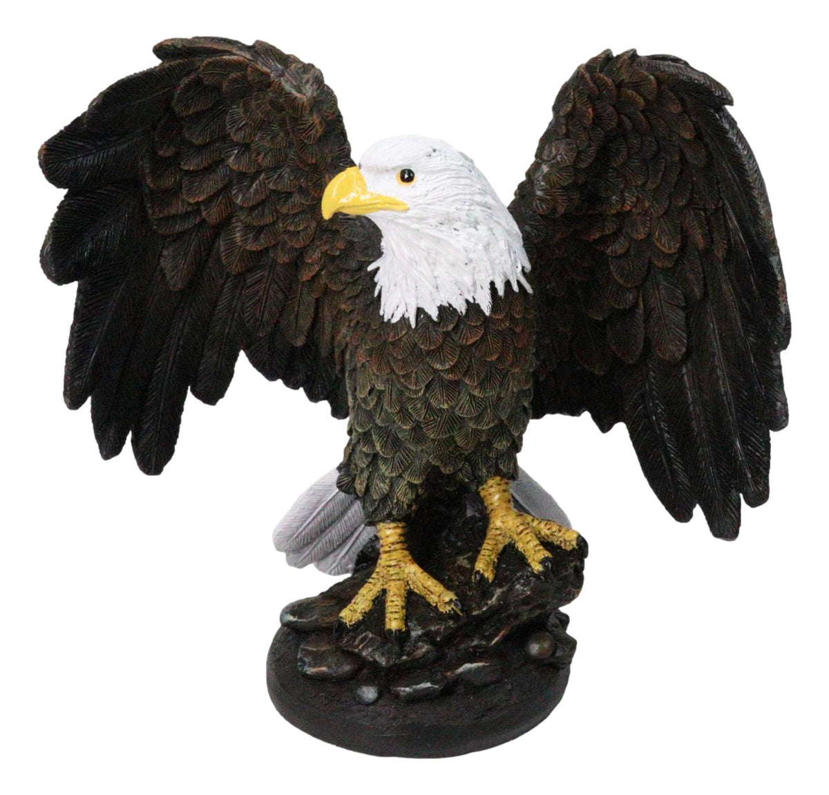 Patriotic American Bald Eagle Figurine With Wings Spread Wildlife Sculpture