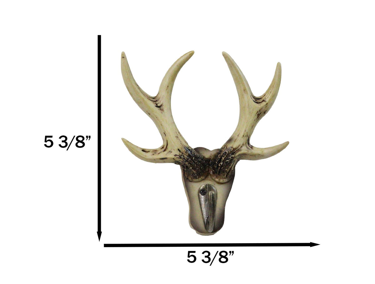 Deer Stag Antler Wall Hook Rustic Western Faux Bone Antler Single Peg Hanger