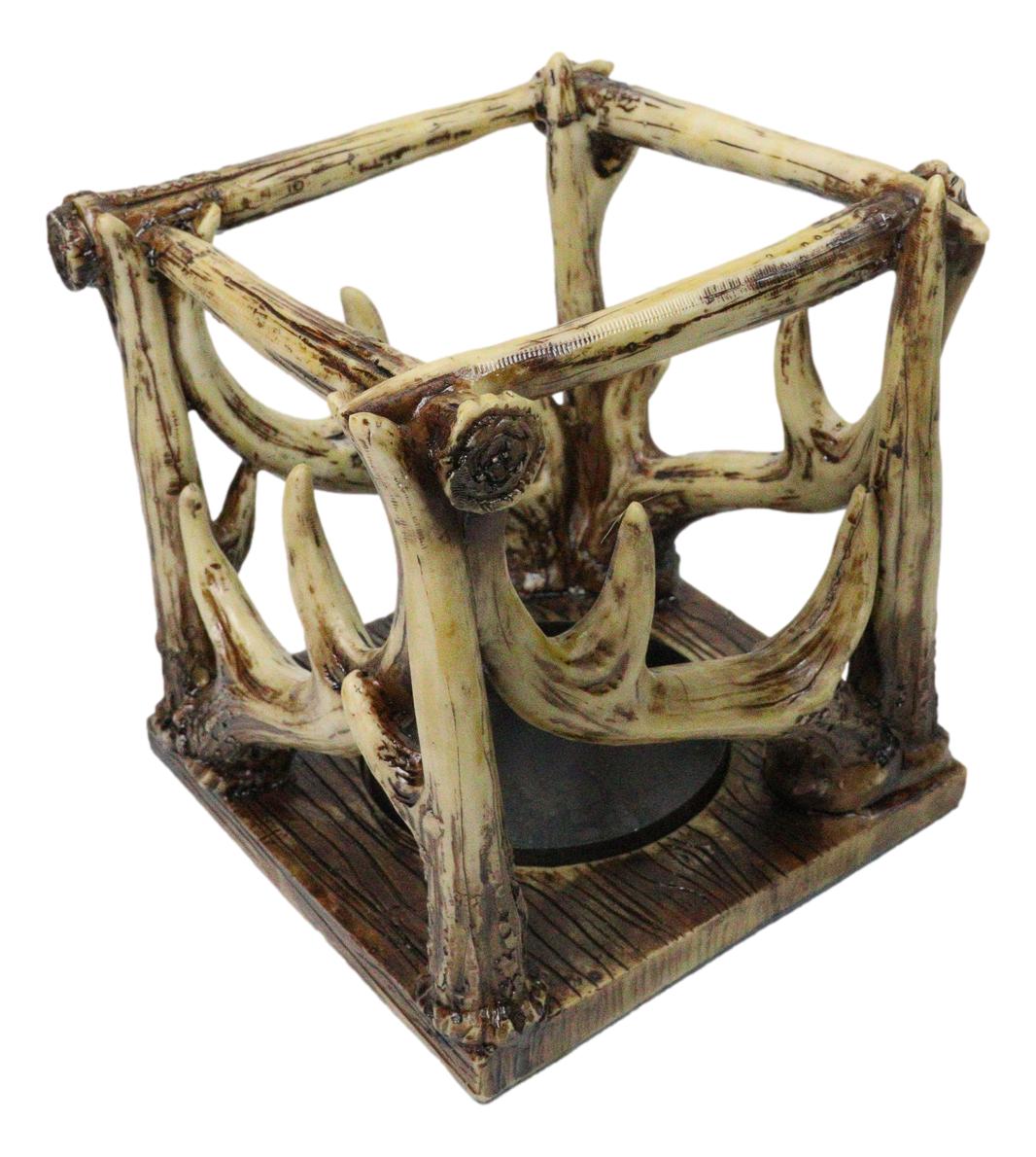 Wildlife Rustic Buck Elk Deer Stag Antlers Crown Pillar Candle Holder Figurine