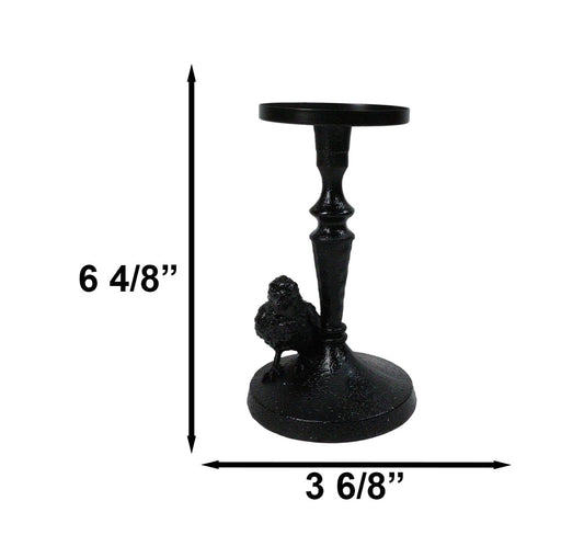 Ebros Gift Mystic Raven Black Gothic Resin Pillar Candle Holder 6.5" H